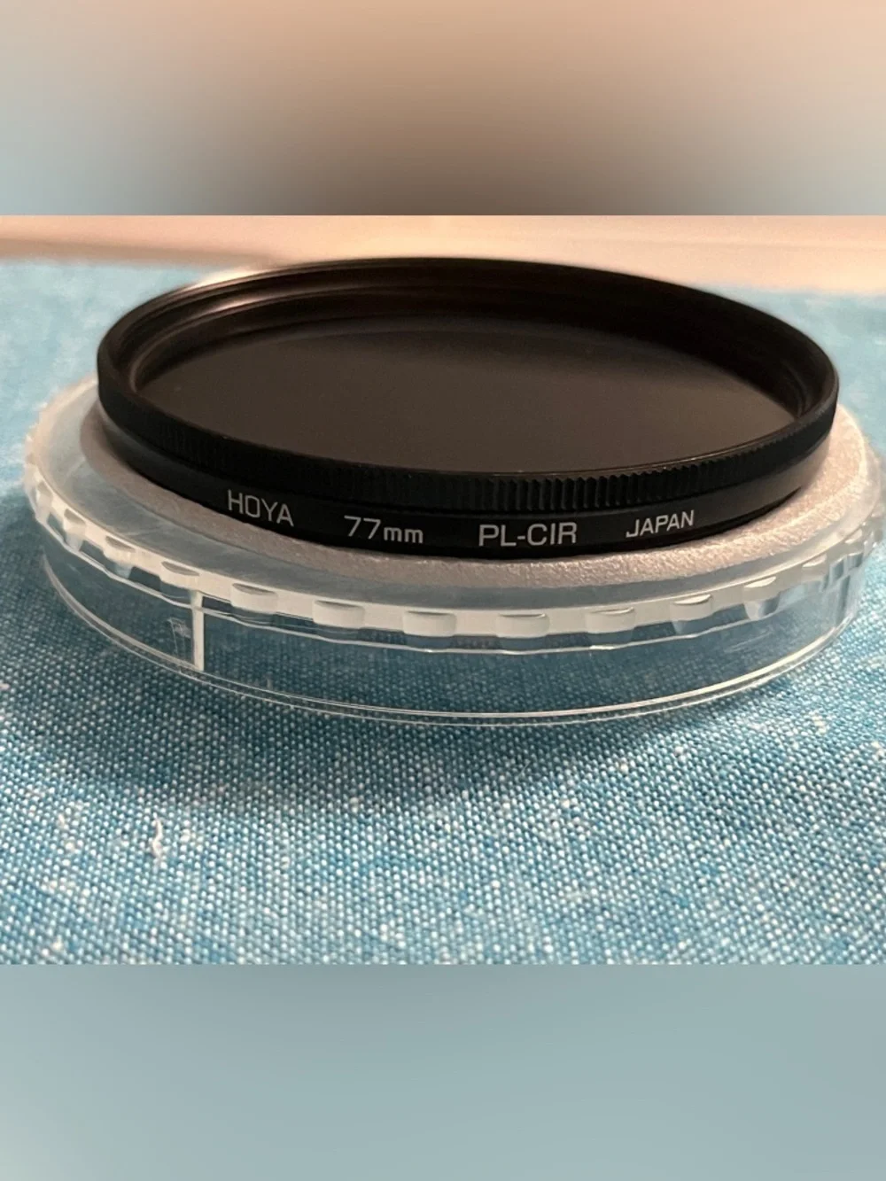 Hoya 77mm circular polarizing (PL-CIR) camera lens filter made in Japan.